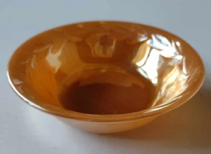 Vintage Pfirsich Glanz Feuerkönig Beere Pudding Dessertschale Lorbeerblattmuster - Bild 1 von 4