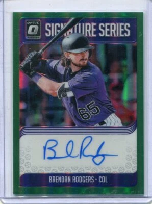 2018 Donruss Optic Brendan Rodgers Green Prizm Auto Autograph SSP #d 2/5 Rockies - Image 1 of 2