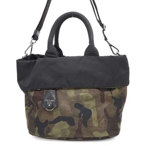 Prada Reversible Tote Bag Nylon BR4521 PRADA Hand Shoulder Bag Black Camouflage - Picture 1 of 10