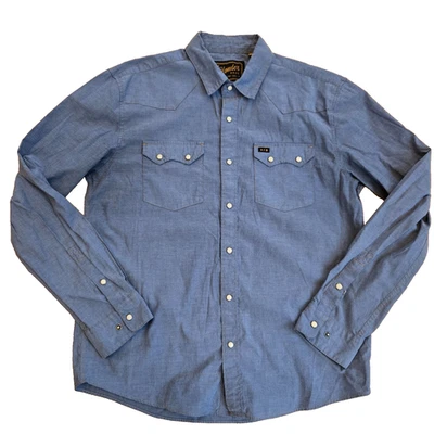 Howler Brothers Pearl Snap shirt Western Mens Size M Crosscut Blue Cotton Blend - Image 1 of 4
