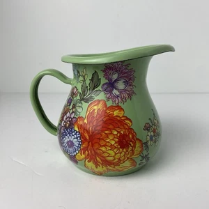 MacKenzie Childs Green Flower Market Enamel Creamer - Picture 1 of 8