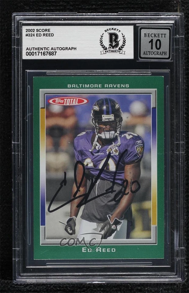 BAS 2002 Score 2002 Rookie Ed Reed #324 BGS Authentic Auto Rookie RC HOF - Image 1 of 2