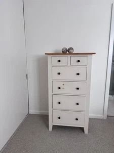 Chest of Drawers White Timber Tallboy 72cm W x 50cm D x 130cm H - Picture 1 of 6