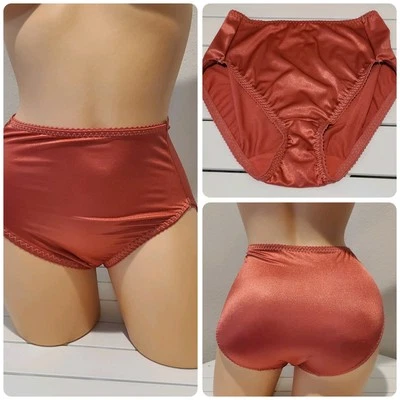 Vanity Fair Shiny Nylon Satin Stretch Hi Cut Panty 6/M Red Rouge 48301 - Image 1 of 4