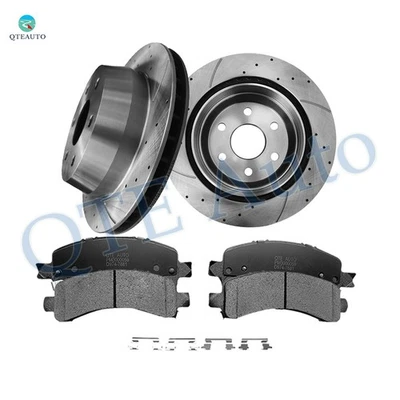 6 Rear 330mm Drilled Brake Rotors-Ceramic Brake Pad To 2003-2014 GMC Savana 1500 - Image 1 of 4
