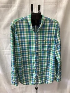 American Eagle Shirt Men’s XL Blue Green Plaid Button Up Shirt Long Sleeve - Picture 1 of 7