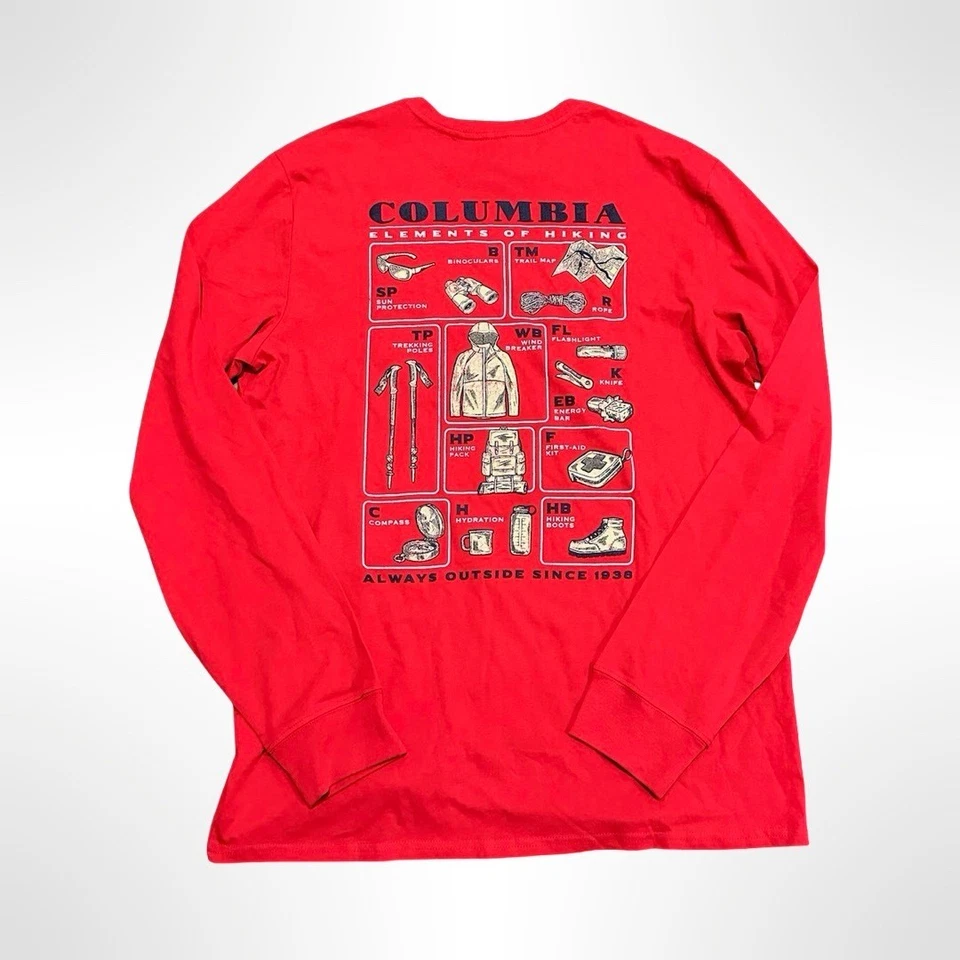 Camiseta Columbia "Elements of Hiking" Manga Larga Roja Para Hombre Grande Nueva Con Etiquetas Foto 1 de 4