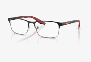 PRADA LINEA ROSSA PS 50PV YDC1O1 Black Silver Demo Lens 55 mm Men's Eyeglasses - Picture 1 of 7