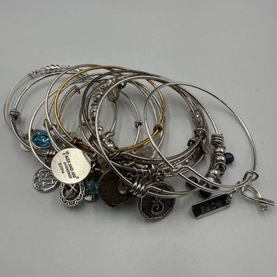 Alex and Ani Bangle Bracelet Lot Tone Various Charms Mixed Themes Jewelry - Image 1 of 4