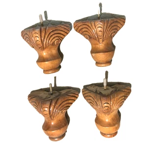 Juego De 4 Patas De Mueble Torneadas De Madera Maciza Marrón 6H X 7W" De Colección - Imagen 1 de 6