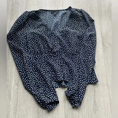 Blusa primavera Lucy Paris mujer azul lunares cuello en V Foto 1 de 4