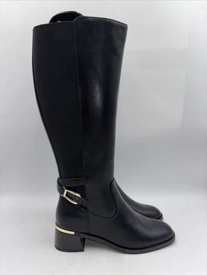 Bota de pantorrilla ancha Unisa Apryl cuero sintético negro talla 8 W Foto 1 de 4