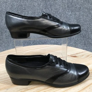 Munro American Shoes Womens 7.5 Narrow Ascot Gunmetal Metallic Oxford Black Low - Picture 1 of 19