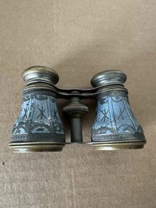 antique opera glasses Blue Enamel By Lamain Paris - Picture 1 of 13