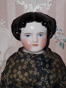 16 Zoll antike Bürgerkrieg 1860 Flat Top Porzellan Kopf Puppe Original Körper & Kleidung - Bild 1 von 14