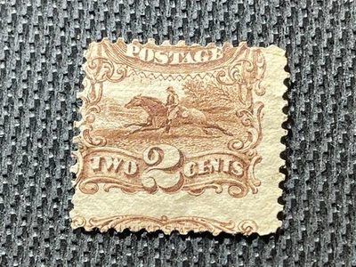 Antique c.1869 US Stamp Scott #113 Pony Express G Grill MHNG - Image 1 of 2