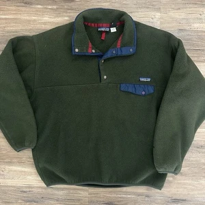 Giacca Pullover Uomo Vintage anni 90 Patagonia Forest Verde Blu Snap T Pile Tg L - Foto 1 di 4