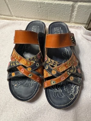 L'Artiste Eighla Sandals Spring Step Multicolored Size 37/6.5 Floral - Image 1 of 4