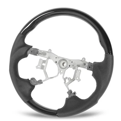 2008 Glossy Black Hydro Dip Steering Wheel Perforated Leather Round Bottom For - Image 1 of 4