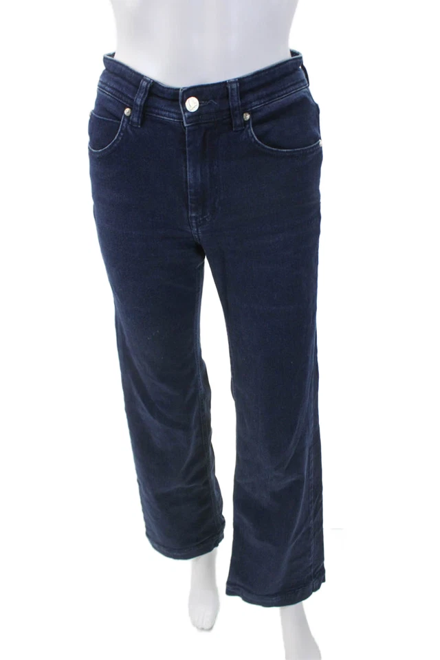 Pantalones de mezclilla MiH para mujer con cremallera tiro medio columna pierna azul talla 24 Foto 1 de 4