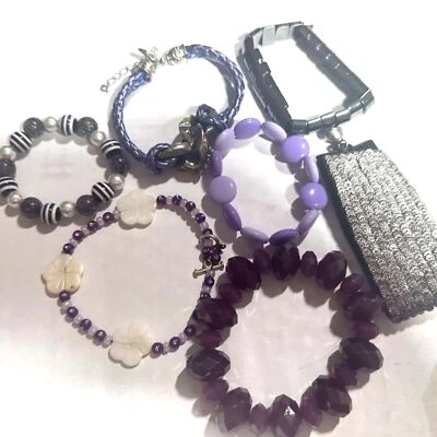 Браслет лот фиолетовый серебристый серый бисер смешанные материалы Whimsigoth Fairycore - Изображение 1 из 4