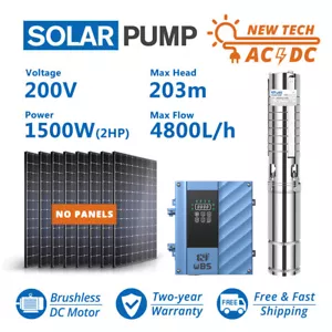 4" Solar DC/AC Hybrid Water Bore Pump Big Pressure 200m Head 1500W 2HP Deep Well - Picture 1 of 8