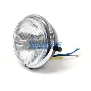 Bates Style 5.75 Black-Chrome Side Mount Headlight Blue Dot Chopper 5-3/4 - Picture 1 of 4
