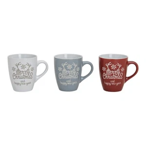 Tasse Kaffeebecher Merry Christmas & a happy ... Farbauswahl OVP Geschenkidee - Bild 1 von 1