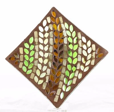Autumn Inspirations Lyrical Leaves Mosaic Glass Candle Tray Yankee Candle NEW  - Image 1 of 2