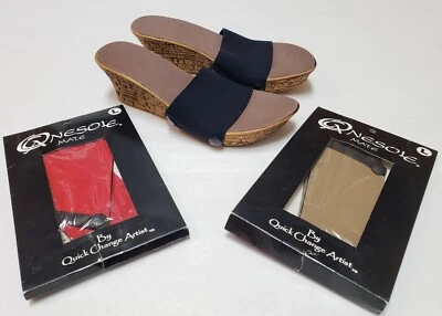 Sandálias anabela OneSole feminina passo macio intercambiável preto vermelho e cáqui - tamanho 9 - Imagem 1 de 4