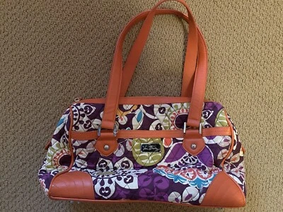 Cartera de Hombro Vera Bradley Púrpura Verde Beige y Naranja Floral, Nueva Foto 1 de 4