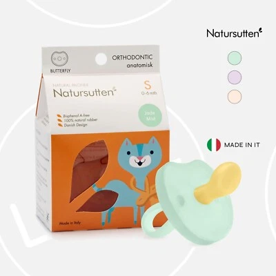 Chupete ortodoncia mariposa de goma natural Natursutten, niebla de jade | Bebé Foto 1 de 4