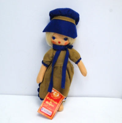 Muñeca de fieltro Lenci grandes ojos azules cabello rubio 11" certificado Torino Italia LEER de colección Foto 1 de 4