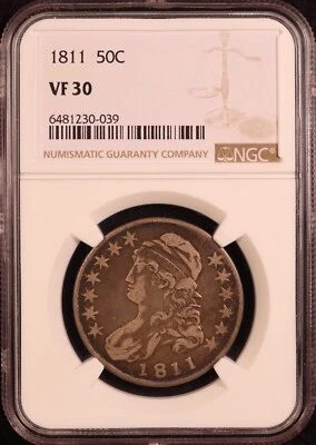1811 Capped Bust Half Dollar "O-103 Large 8" - NGC VF30 - Attractive & Tough! PQ - Image 1 of 4