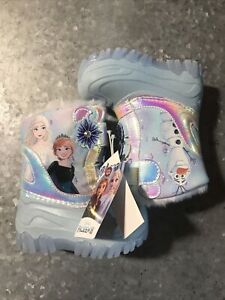 Disney’s Frozen II Toddler Girls' Light Up Winter Boots Faux Fur Blue Size 5 New