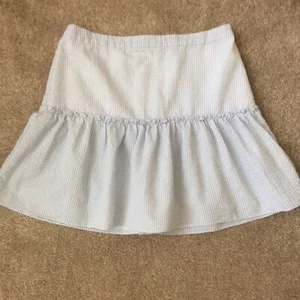New Look Pale Blue White stripe Seersucker Frill Mini Skirt 12 - Picture 1 of 10