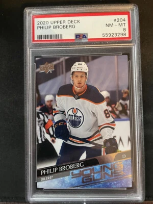 2020 Upper Deck Young Guns Philip Broberg Rookie PSA 8  #204 RC Oilers - Image 1 of 2