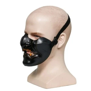 Plastic Half Face Samurai Cosplay Mask Japanese Demon Oni Party Face Mask - Picture 1 of 9