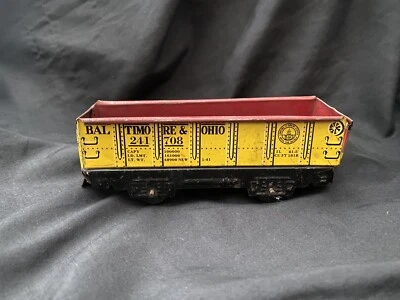 Marx 241708 O Gauge 4 Wheel Baltimore & Ohio Gondola Red Interior Train Railroad - Image 1 of 4