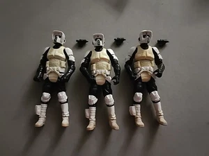 HASBRO STAR WARS IMPERIAL BIKER SCOUT 30th ANNIVERSARY 3 ACTION FIGURE LOT - Picture 1 of 3