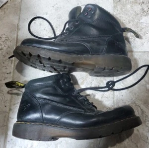 VINTAGE Doc Martens 8A19 AirWair Chunky Black Leather Boots Men's Size US12 - Picture 1 of 12