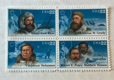 Block 4 different Arctic Explorers US stamps #2220 - #2223 & low shipping - Image 1 of 4
