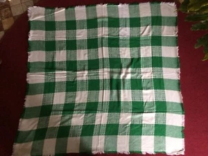Tischdecke quadratisch 1,28x1,28m grün-weiß karriert gewebt Fransen RetroVintage - Bild 1 von 4