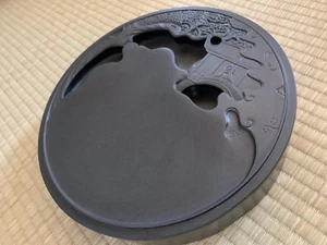 Round She Inkstone Carved Palace Calligraphy Shodo - Picture 1 of 13