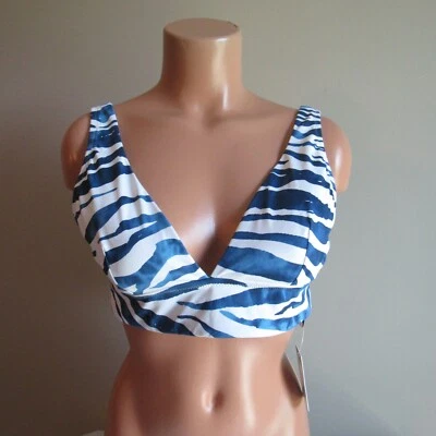 Tommy Bahama Palm Modern OTS V-Neck Bra Swim Top Banff Blue S NWOT - Image 1 of 3