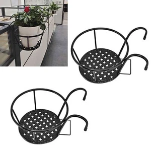 US Hanging Planters Basket Iron Hanging Railing Holder for Patio Balcony Porch - Picture 1 of 18
