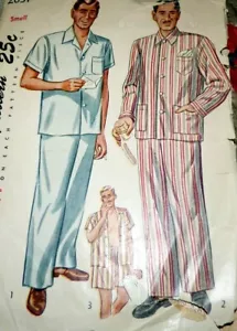 *PIGIAMA UOMO VINTAGE anni 40 modello da cucire PICCOLO PETTO 34-36 - Foto 1 di 1