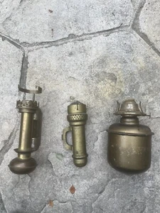 3 Antique Railroad Brass Car Lamps- 1 Marked Eagle- 2 Candle - Picture 1 of 15