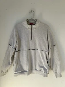 Supreme Logo Piping Quarter Zip Sweatshirt Gray Mens Size Medium Pullover - Picture 1 of 2
