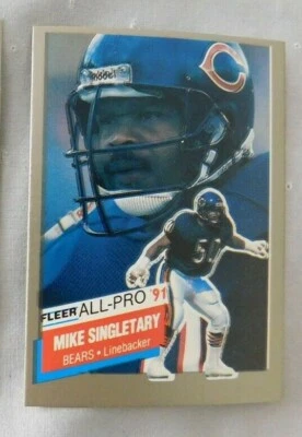 1991 Fleer All Pro Mike Singletary Bears Error Back Nick Lowery Chiefs - Image 1 of 2